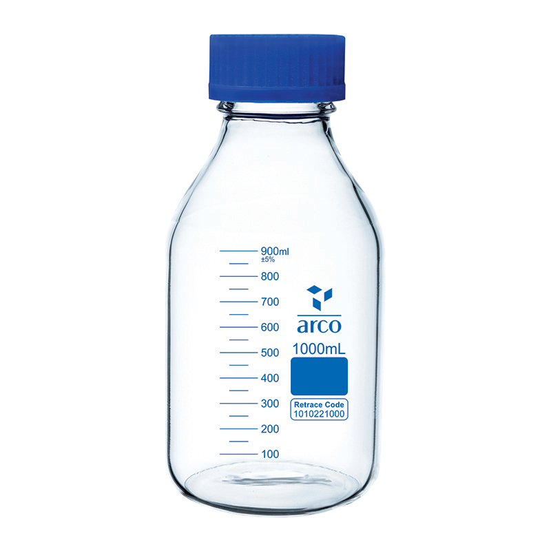 Flacon réactif 1000 ml en verre borosilicaté avec bouchon à vis