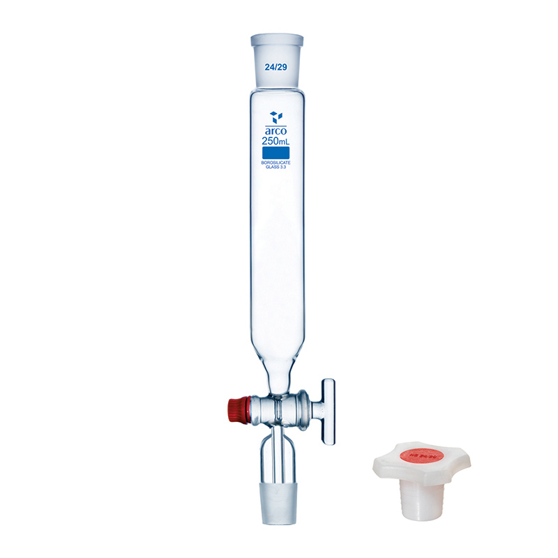 Entonnoir à tige intérieure 250 mL – verre borosilicaté 3.3, bouchon PP & robinet verre